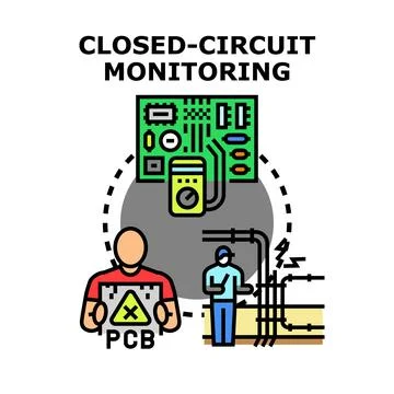 Electrical engineer checking circuit board during monitoring operation Stockillustratie