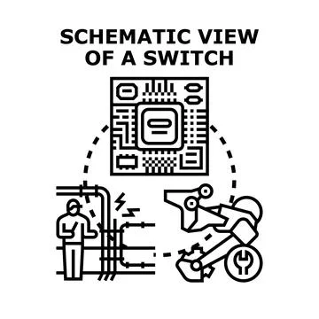 Electrical engineer connecting wires to control switch system Stock Illustration
