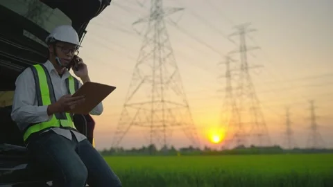 Electrical engineer discussing project work on mobile phone. 動画素材 148356066