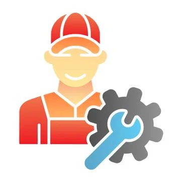 Electrical engineer flat icon. Worker man color icons in trendy flat style Stock Illustration