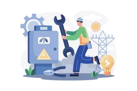 Electrical Engineer Illustration concept. A flat illustration isolated on whi Stock Illustration