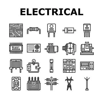 Electrical engineer industry work icons set vector Stock Illustration