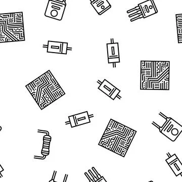 Electrical engineer industry work vector seamless pattern Stock Illustration