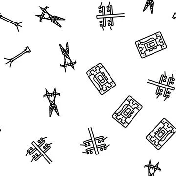 Electrical engineer industry work vector seamless pattern Stock Illustration