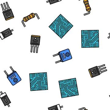 Electrical engineer industry work vector seamless pattern Stock Illustration