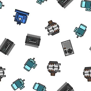 Electrical engineer industry work vector seamless pattern Illustrazione stock