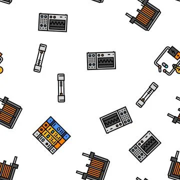 Electrical engineer industry work vector seamless pattern Stock Illustration