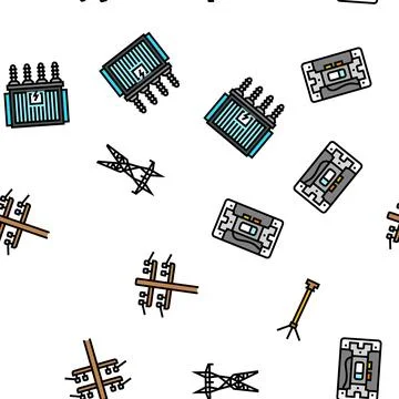 Electrical engineer industry work vector seamless pattern Stock Illustration