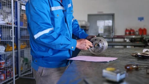 Electrical Engineer Inspecting Motor Specter and Recording Results Vídeo Stock 297919805