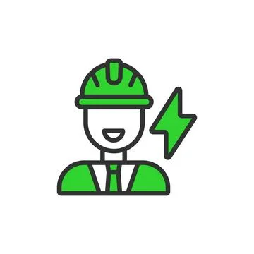 Electrical engineer, in line design, green. Electrical engineer, Engineer イラスト素材