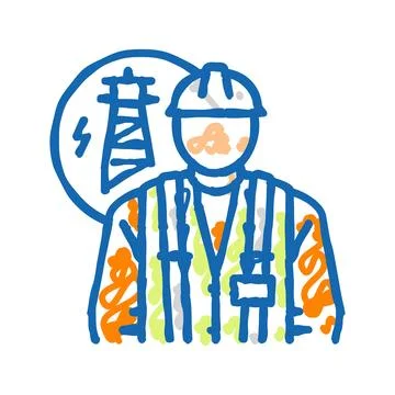 Electrical engineer technology icon doodle illustration Stockillustratie