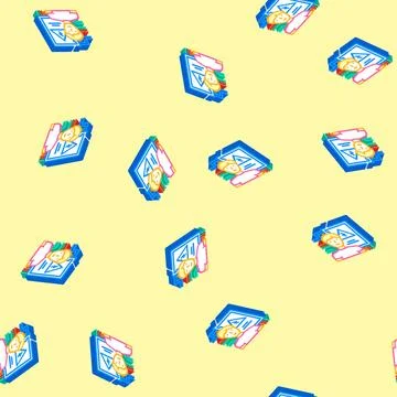 Electrical engineer technology isometric icon seamless pattern Stock Illustration