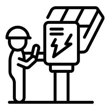 Electrical engineer working on an electrical transformer box Illustrazione stock
