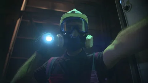 Electrical engineer working with flashlight. Stock Footage 144786520