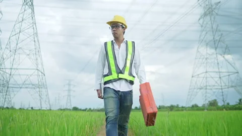 Electrical engineer working outdoors Stock Footage 156710905