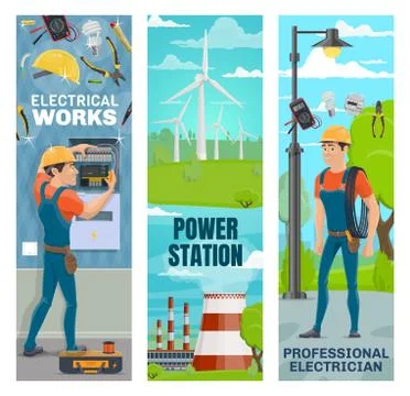Electrical engineering and energy power plants Stock Illustration