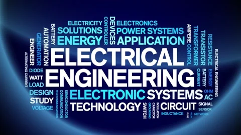 Electrical Engineering animated word cloud,animation kinetic typography loop. Stock Footage 314938036