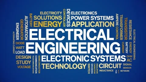 Electrical Engineering animated word cloud,animation kinetic typography loop. Stock Footage 314938220