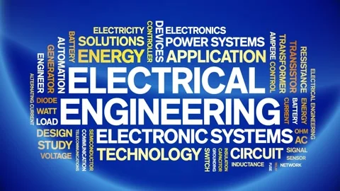 Electrical Engineering animated word cloud,animation kinetic typography loop. Stock Footage 314938879