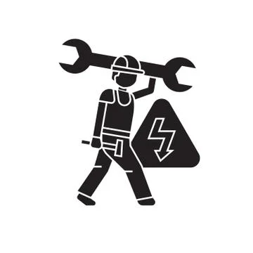 Electrical engineering black vector concept icon. Electrical engineering flat Stock Illustration