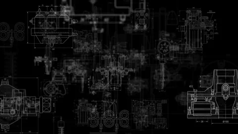Electrical engineering blueprint animation with transformer and power line Stock Footage 340086858