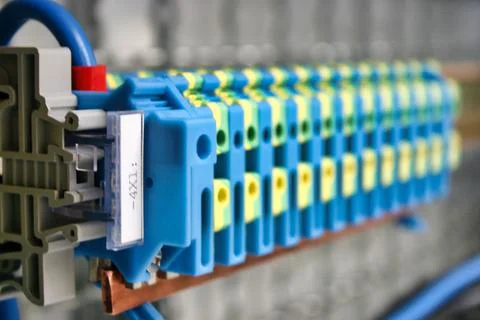 Electrical engineering cable clamps luster terminals Foto stock