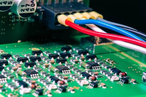 Electrical engineering circuit boards electronics industry high tec craft ... Stock Photos