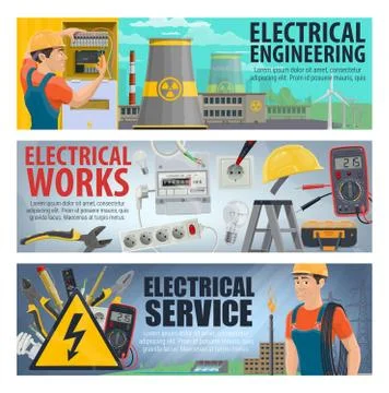 Electrical engineering, electricity work tools Stock Illustration