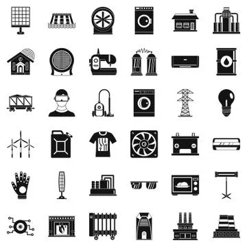 Electrical engineering icons set, simple style Illustrazione stock