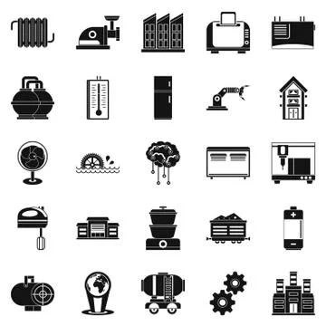 Electrical engineering icons set, simple style Stock Illustration