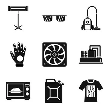 Electrical engineering icons set, simple style Stock Illustration