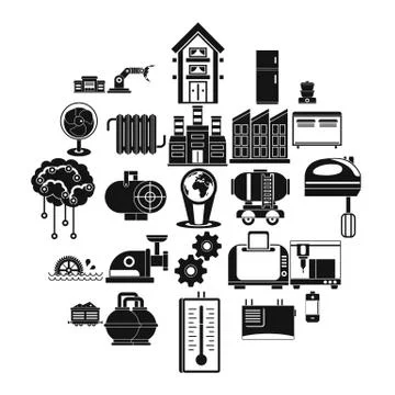 Electrical engineering icons set, simple style Stock Illustration