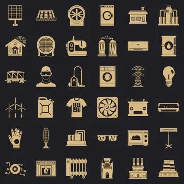 Electrical engineering icons set, simple style Illustrazione stock