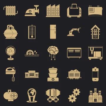 Electrical engineering icons set, simple style Stock Illustration