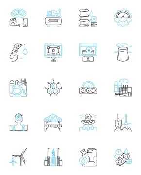 Electrical engineering linear icons set. Circuitry, Power, Energy, Voltage Stock Illustration