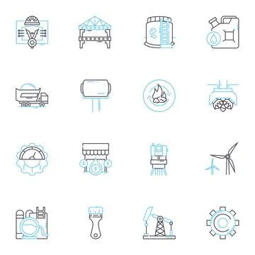 Electrical engineering linear icons set. Circuitry, Power, Energy, Voltage Stock Illustration