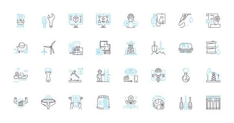 Electrical engineering linear icons set. Circuitry, Power, Energy, Voltage Stock Illustration