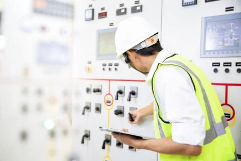 Electrical engineering man Stock Photos