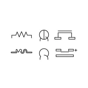 Electrical engineering schematic circuit symbols set illustration Stock Illustration