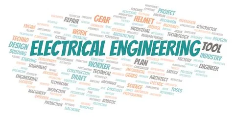 Electrical Engineering typography word cloud create with the text only Stock Illustration