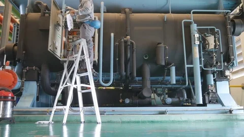 Electrical engineering working in factory 스톡 동영상 79728194