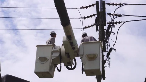 Electrical engineering is working on high voltage. Stock Footage 117377774