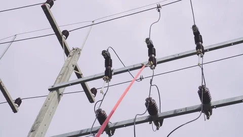 Electrical engineering is working on high voltage. Stock Footage 117377815