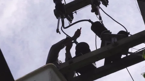 Electrical engineering is working on high voltage. Stock Footage 117752965