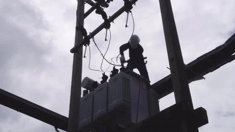 Electrical engineering is working on high voltage. Stock Footage 117753873