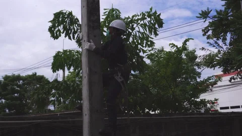 Electrical engineering is working on high voltage. Stock Footage 117992849