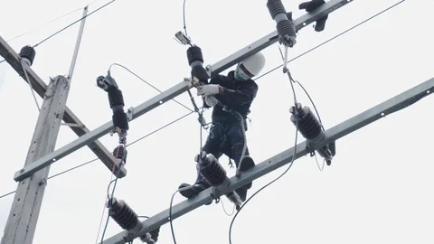 Electrical engineering is working on high voltage. Video stock 118761930