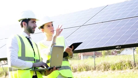 Electrical engineers are checking Stock Footage 107012582