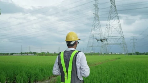Electrical engineers  using Control Drone working Stock-Footage 156711030