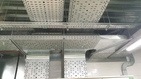 Electrical equipment, Electrical cable tray Stock Photos